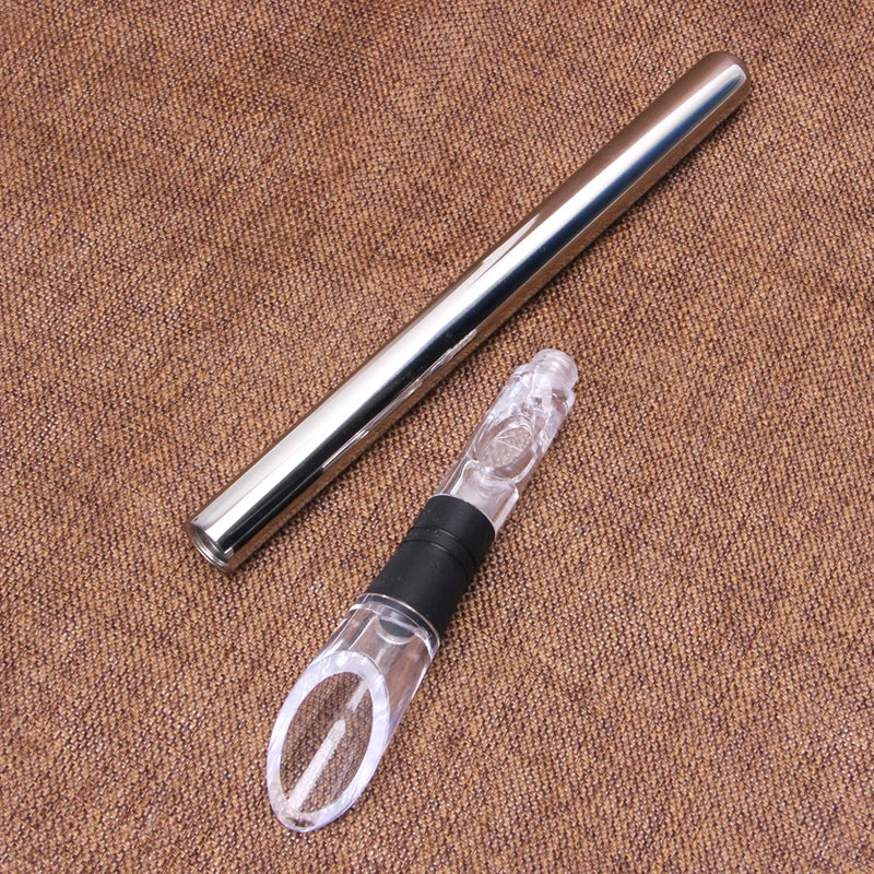 Stainless Steel Frozen Stick Ice Wine Cooler Chiller Stick with Wine Pourer Wine Cooling Stick Cooler Beer Bar