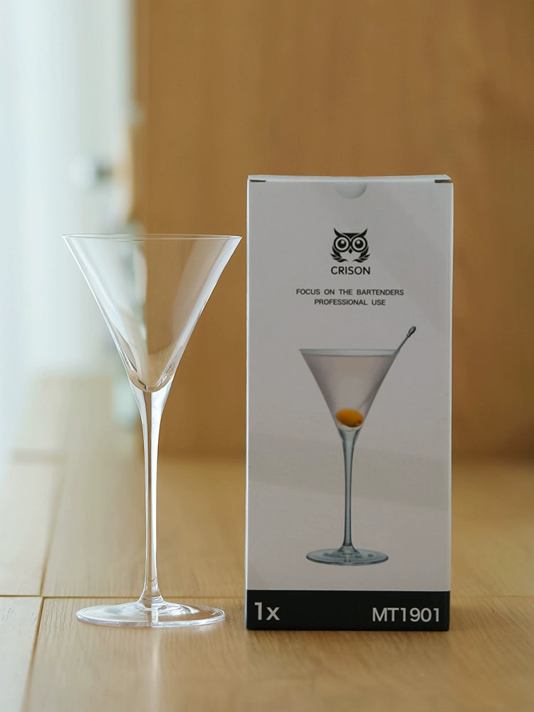 Mt1901 Crison Japanese Style Lead-Free Crystal Horn Matini Japanese Style Cocktail Martini Glass Mixing Glasses