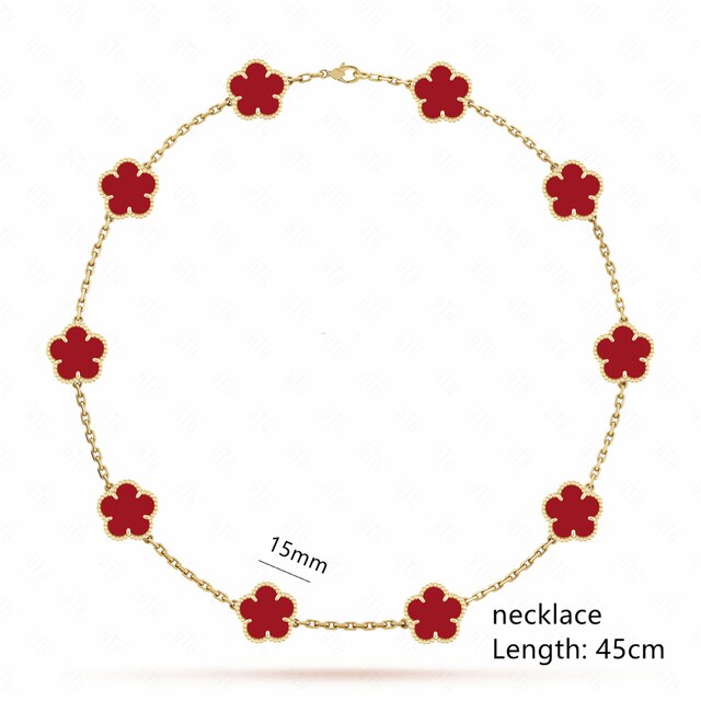 18K Gold Plated Luxury Charm Bracelet Five-Leaf Flower Clover Bracelet Natural Stone Shell Charm Plant Jewelry