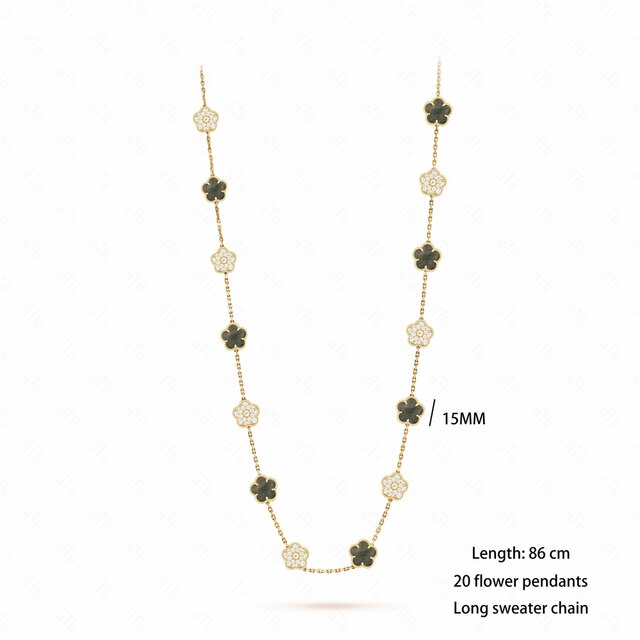 18K Gold Plated Luxury Charm Bracelet Five-Leaf Flower Clover Bracelet Natural Stone Shell Charm Plant Jewelry