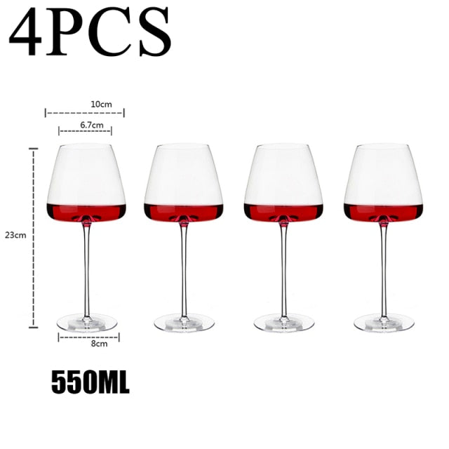 Sleek Crystal Goblet Red Wine Glasses