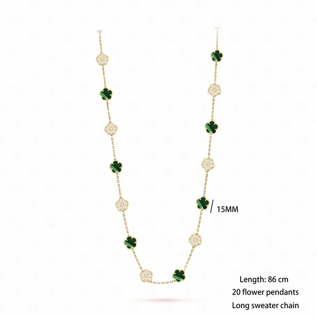 18K Gold Plated Luxury Charm Bracelet Five-Leaf Flower Clover Bracelet Natural Stone Shell Charm Plant Jewelry