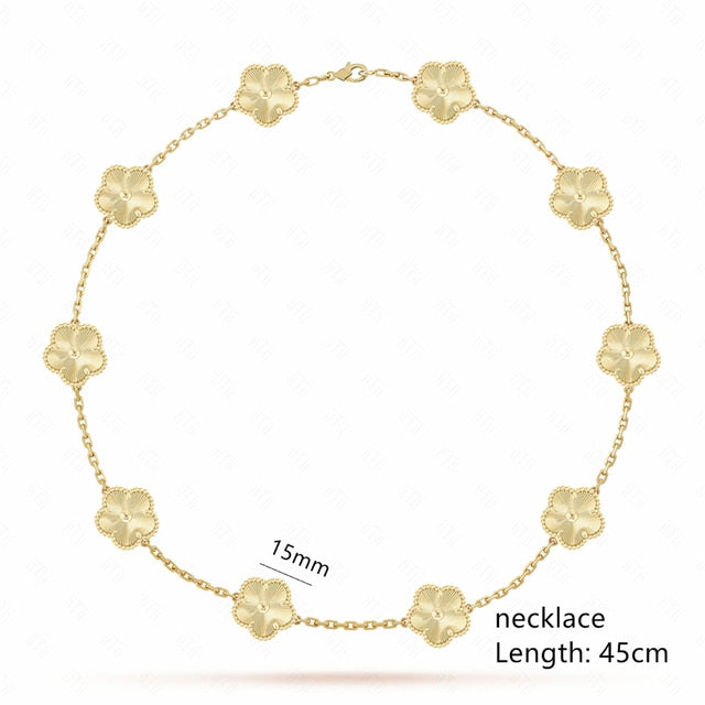 18K Gold Plated Luxury Charm Bracelet Five-Leaf Flower Clover Bracelet Natural Stone Shell Charm Plant Jewelry