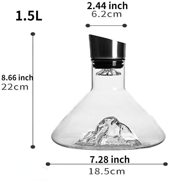 Elegant Iceberg Wine Decanter w/Stainless Steel Premium Aerator 1.5L Designer Barware Transparent Lead-Free Crystal Glass w/FREE SHIPPING