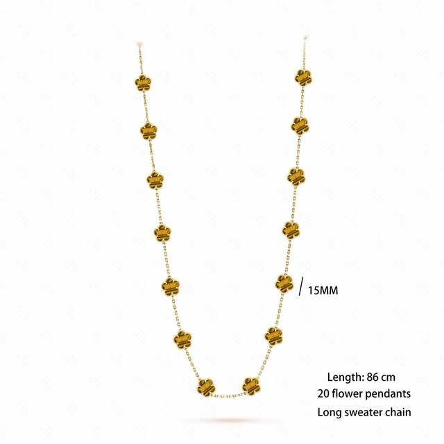 18K Gold Plated Luxury Charm Bracelet Five-Leaf Flower Clover Bracelet Natural Stone Shell Charm Plant Jewelry