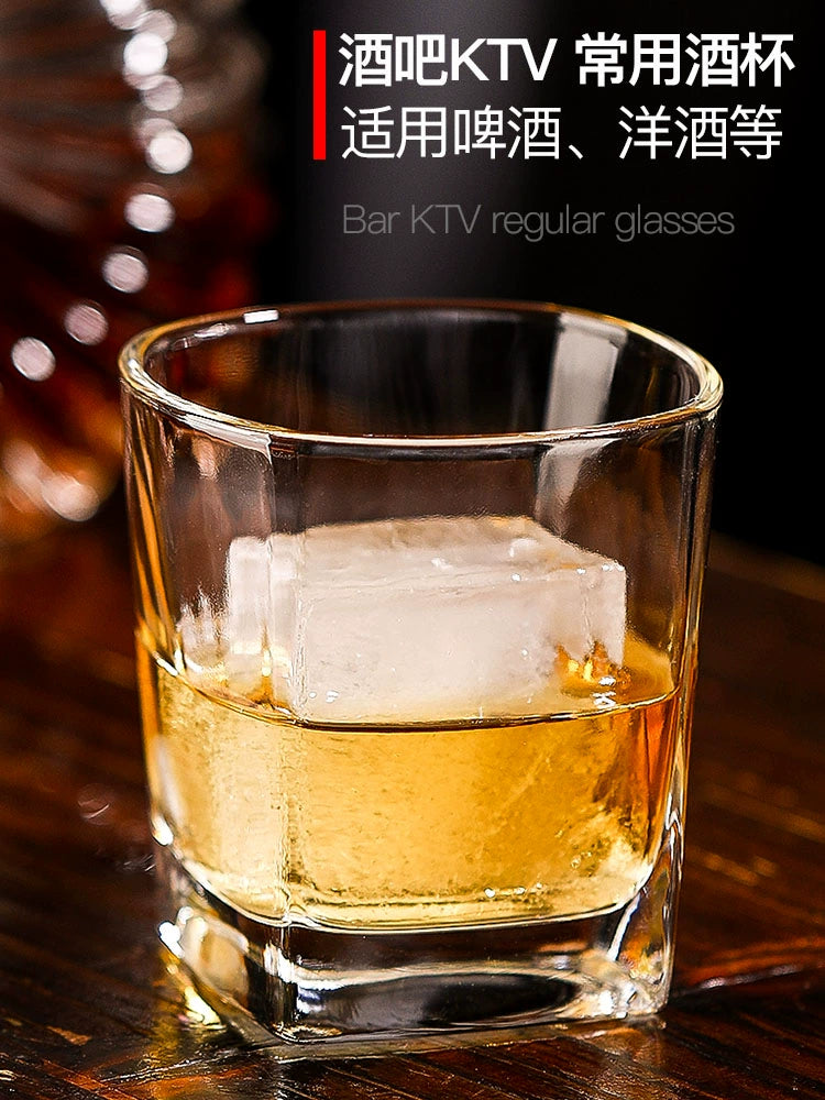 Thickened Square Glass Household Tea Cup Transparent Water Cup Drink Cup Whiskey Glass Beer Steins Bar KTV