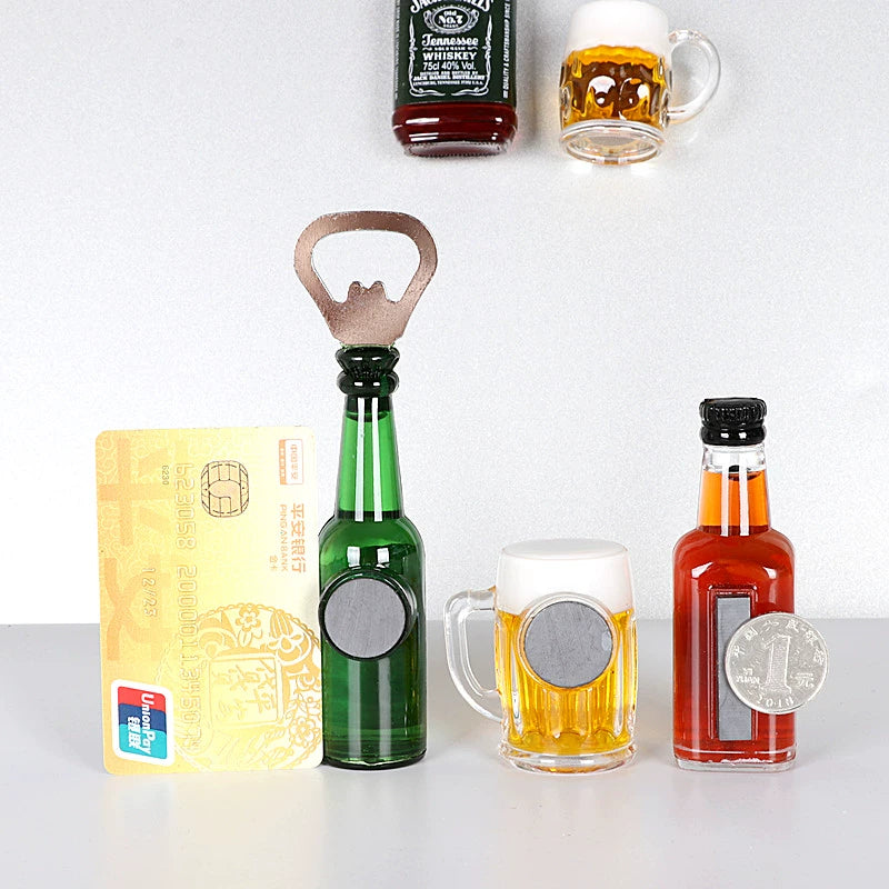 Buy 3 Get 1 Free Bottle Opener Refridgerator Magnets Beer Screwdriver Red Wine Bottle Opener Three-Dimensional Creativity Magnetic Paste