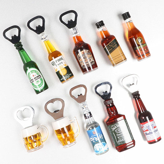 Buy 3 Get 1 Free Bottle Opener Refridgerator Magnets Beer Screwdriver Red Wine Bottle Opener Three-Dimensional Creativity Magnetic Paste