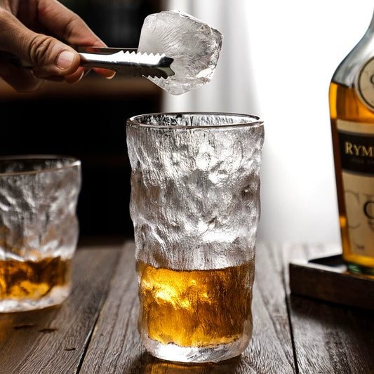 Glacier Pattern Glass Cup Good-looking Water Cup Female Fruit Drink Cup Female Summer Ins Style Coffee Cup Beer Steins Female
