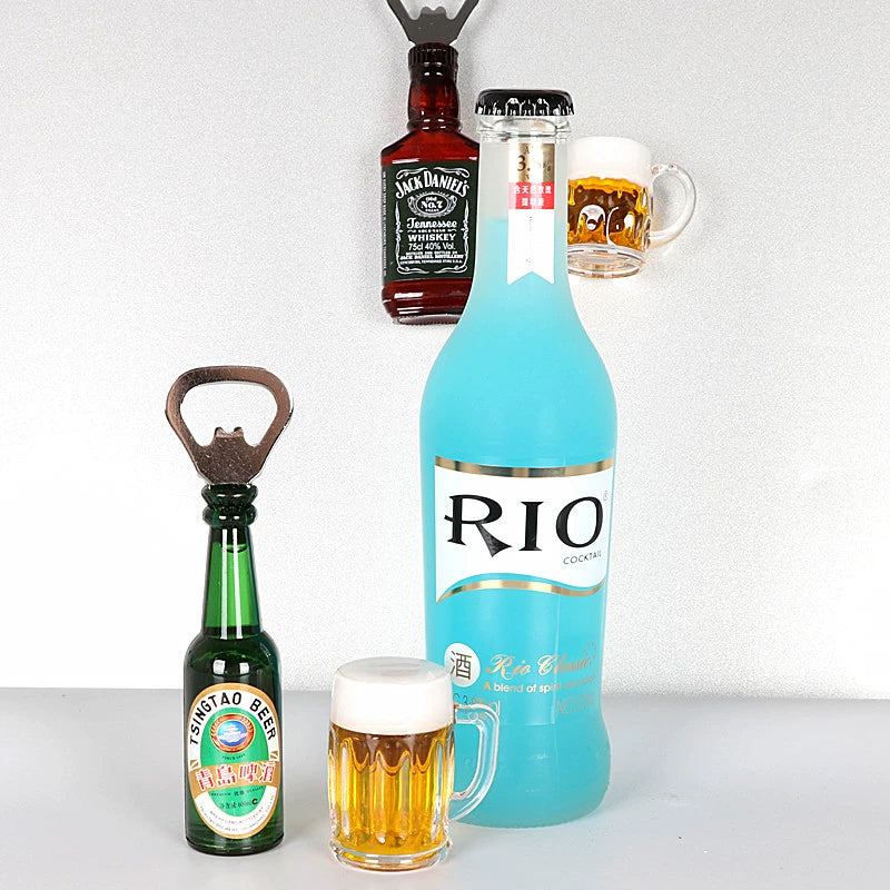 Buy 3 Get 1 Free Bottle Opener Refridgerator Magnets Beer Screwdriver Red Wine Bottle Opener Three-Dimensional Creativity Magnetic Paste