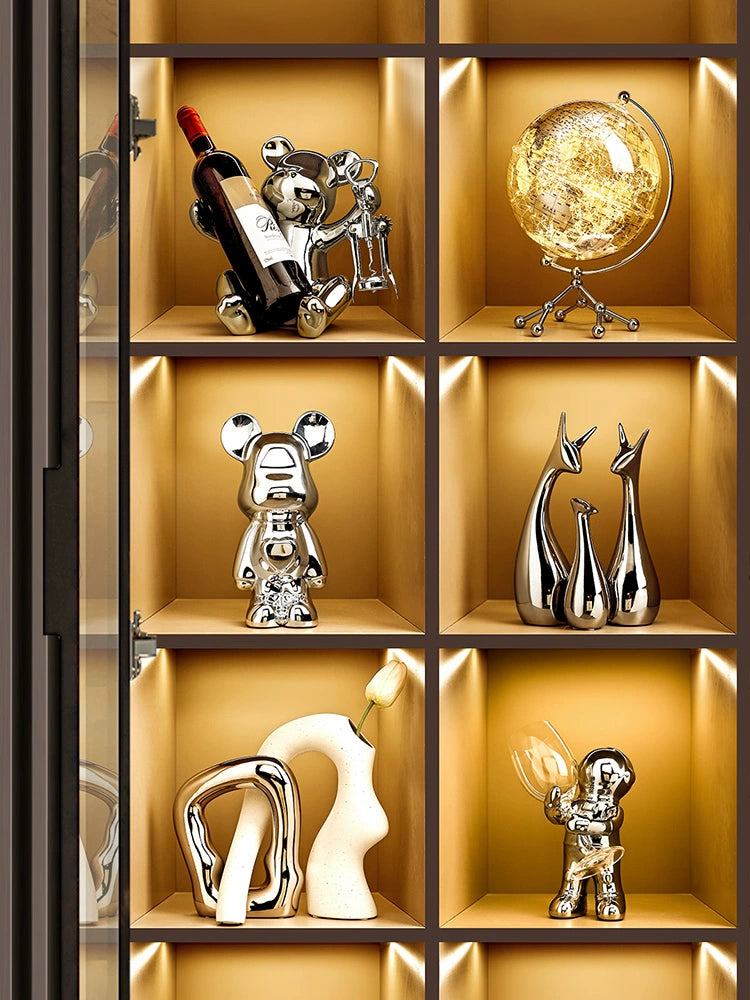 Beihanmei Violent Bear Wine Rack Decoration Accessible Luxury High-End Home Living Room TV Cabinet Wine Cabinet Decorations
