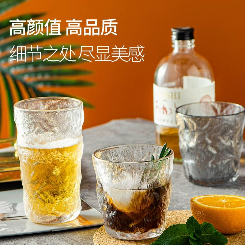 Glacier Pattern Glass Cup Good-looking Water Cup Female Fruit Drink Cup Female Summer Ins Style Coffee Cup Beer Steins Female