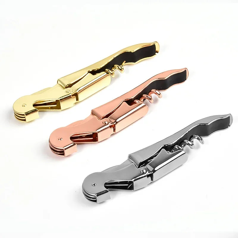 1PC Professional Stainless Steel Wine Screw Corkscrew Double Hinge Waiters Bottle Opener Hippocampus Can Beer Opener