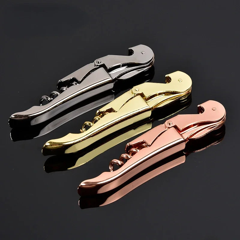 1PC Professional Stainless Steel Wine Screw Corkscrew Double Hinge Waiters Bottle Opener Hippocampus Can Beer Opener