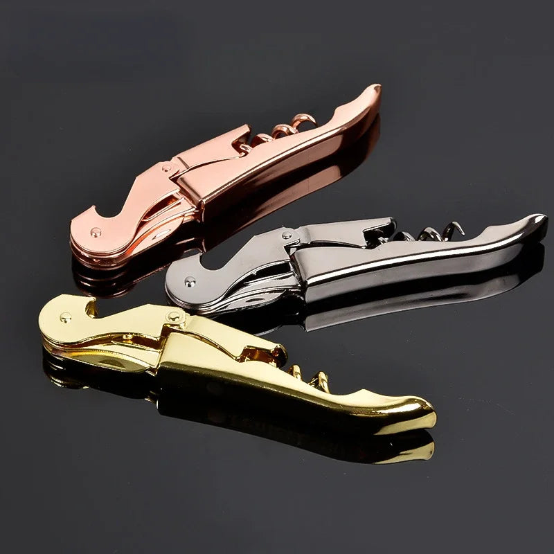 1PC Professional Stainless Steel Wine Screw Corkscrew Double Hinge Waiters Bottle Opener Hippocampus Can Beer Opener