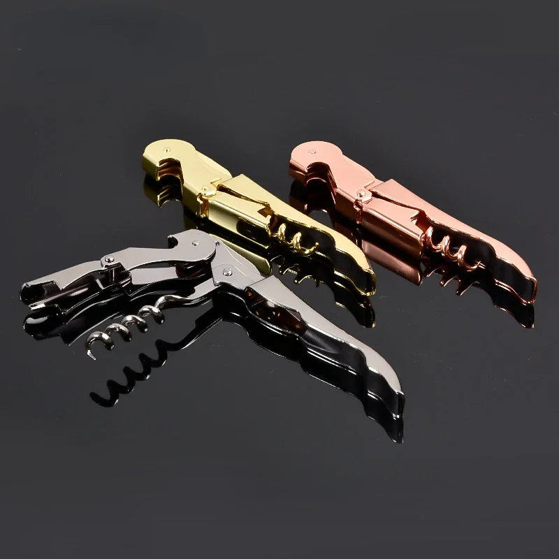 1PC Professional Stainless Steel Wine Screw Corkscrew Double Hinge Waiters Bottle Opener Hippocampus Can Beer Opener