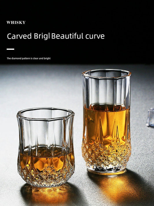 Whiskey Shot Glass Liquor Cup Beer Glass Internet Celebrity Household Liquor Set Classical Diamond Wine Set