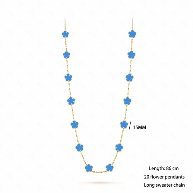 18K Gold Plated Luxury Charm Bracelet Five-Leaf Flower Clover Bracelet Natural Stone Shell Charm Plant Jewelry