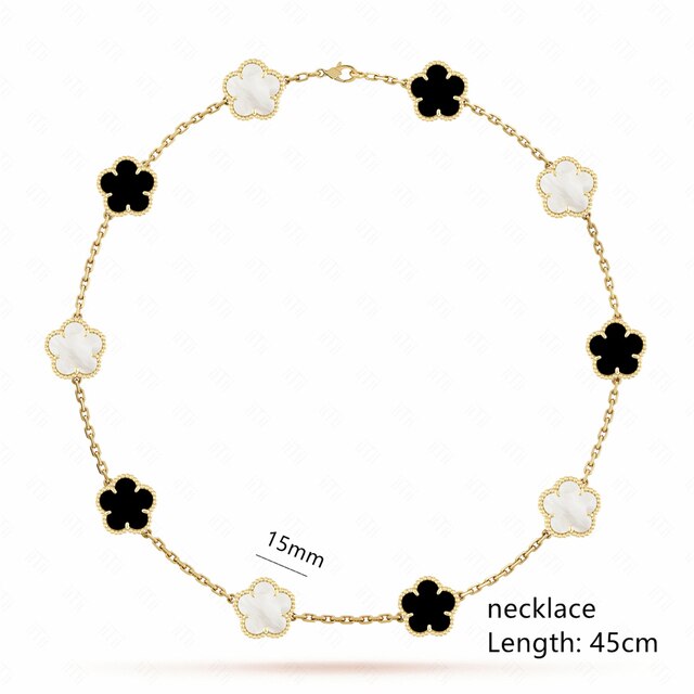 18K Gold Plated Luxury Charm Bracelet Five-Leaf Flower Clover Bracelet Natural Stone Shell Charm Plant Jewelry