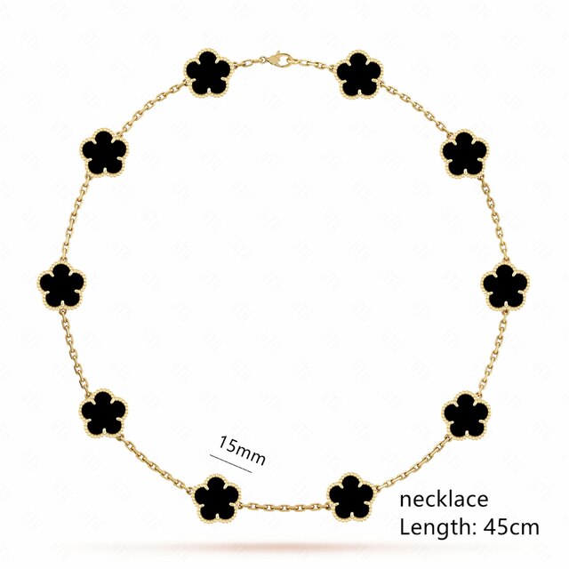 18K Gold Plated Luxury Charm Bracelet Five-Leaf Flower Clover Bracelet Natural Stone Shell Charm Plant Jewelry