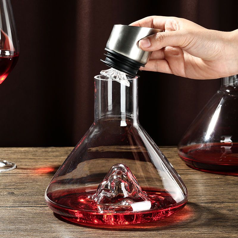 Elegant Iceberg Wine Decanter w/Stainless Steel Premium Aerator 1.5L Designer Barware Transparent Lead-Free Crystal Glass w/FREE SHIPPING