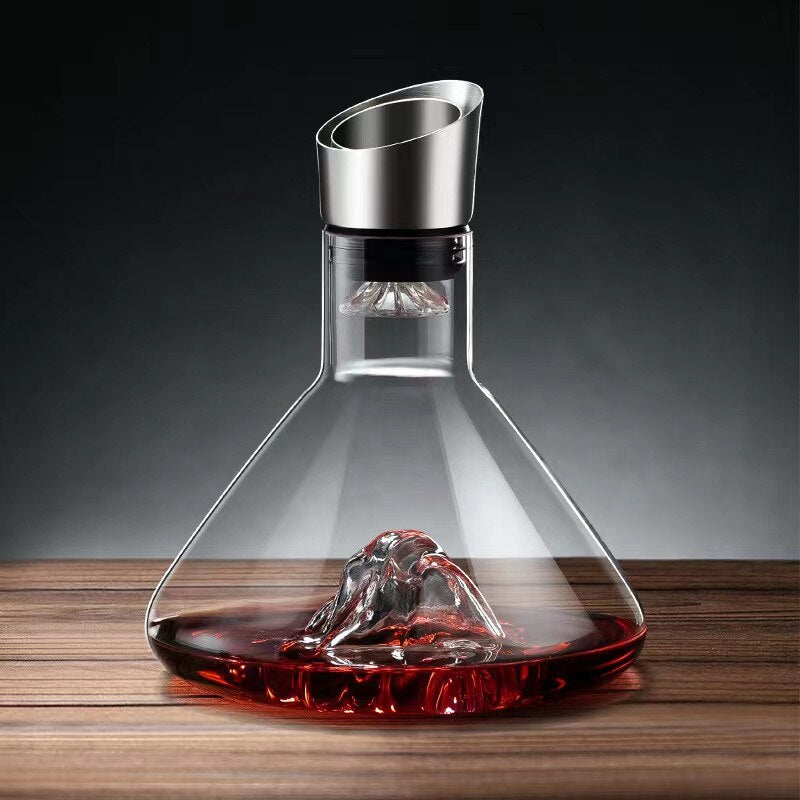 Elegant Iceberg Wine Decanter w/Stainless Steel Premium Aerator 1.5L Designer Barware Transparent Lead-Free Crystal Glass w/FREE SHIPPING