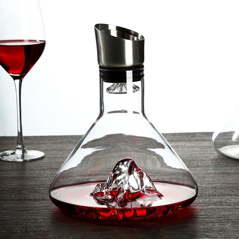 Elegant Iceberg Wine Decanter w/Stainless Steel Premium Aerator 1.5L Designer Barware Transparent Lead-Free Crystal Glass w/FREE SHIPPING