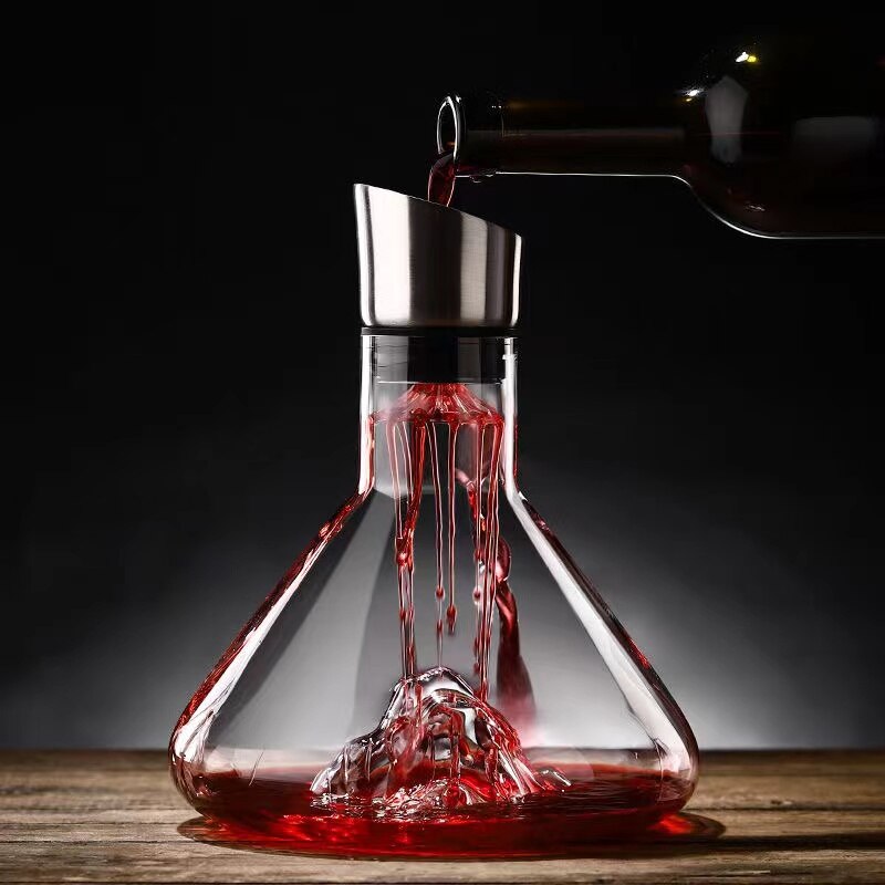 Elegant Iceberg Wine Decanter w/Stainless Steel Premium Aerator 1.5L Designer Barware Transparent Lead-Free Crystal Glass w/FREE SHIPPING