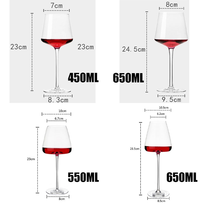 Sleek Crystal Goblet Red Wine Glasses